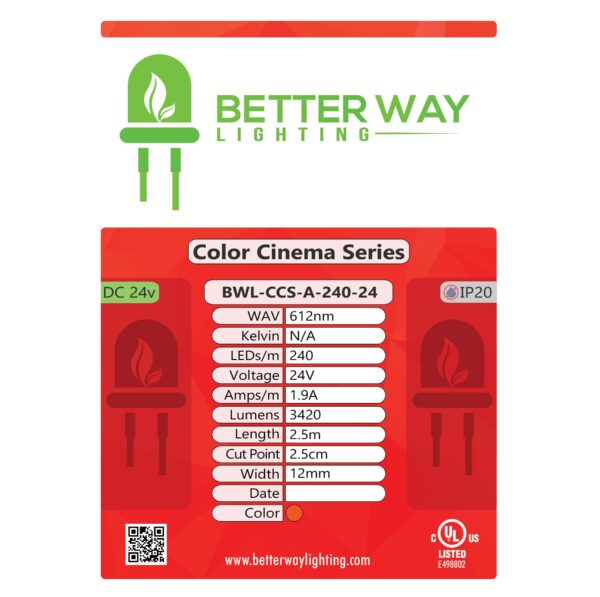 Color Cinema Series Amber 240 LEDs/m 24V | BWL-CCS-A-240-24 - Image 2